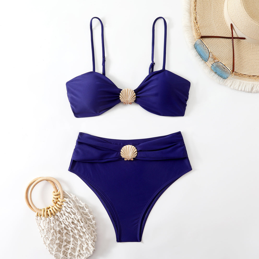 Dame bandeau-bikini med elegante muslinge detaljer Skovae