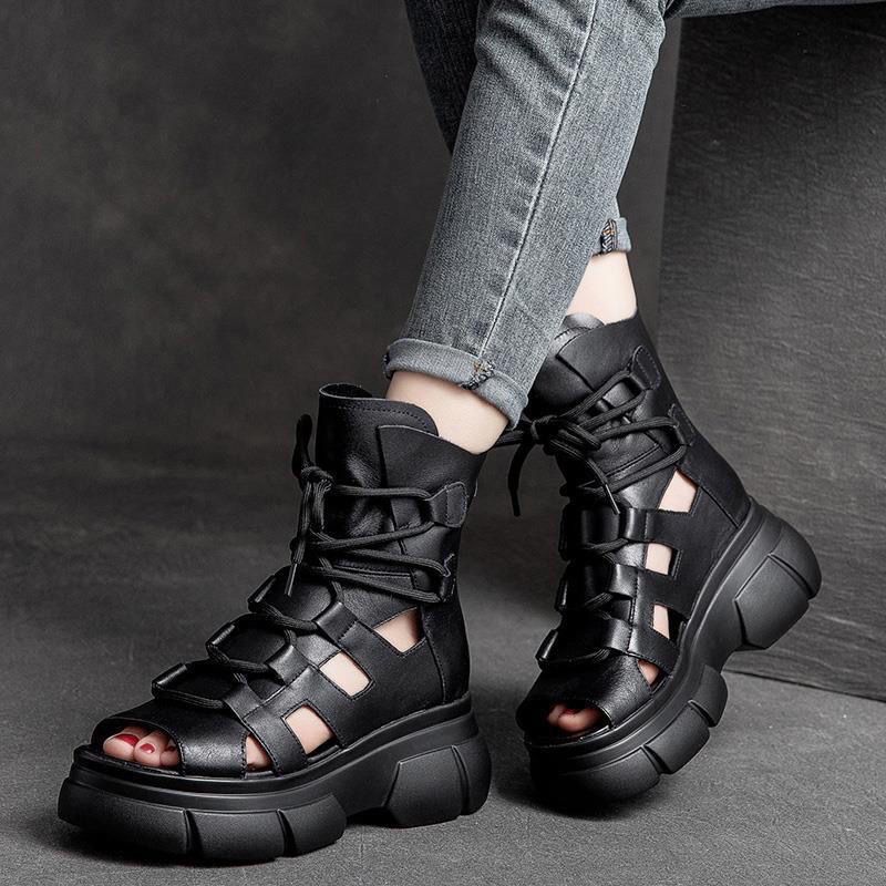 Dame trendy Chunky Sandaler med åbne tæer og sporty snøredesign Stilla