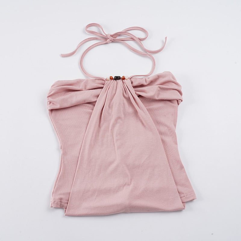 Dame stilfuld bandeau top med elegante knudedetaljer Skovae