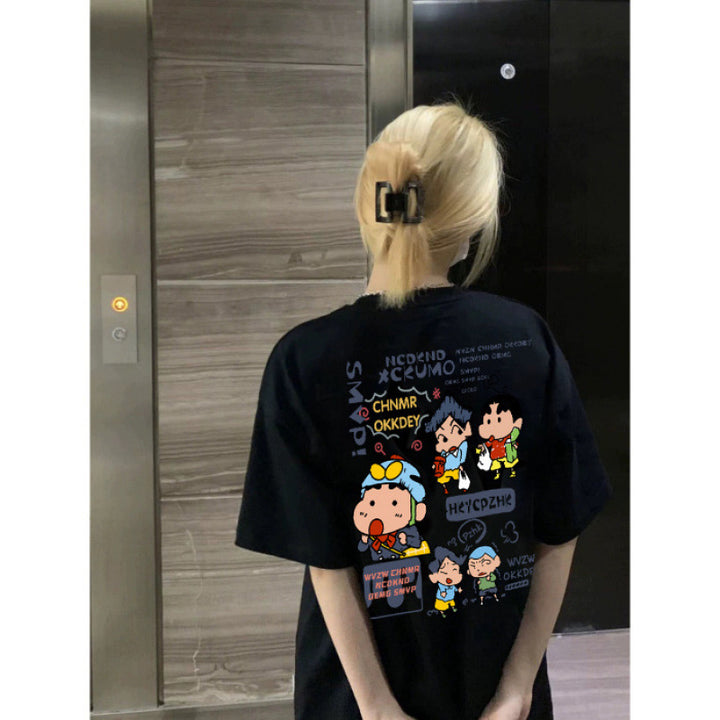 Dame T-shirt med sjov karaktertryk og oversized pasform Stilla