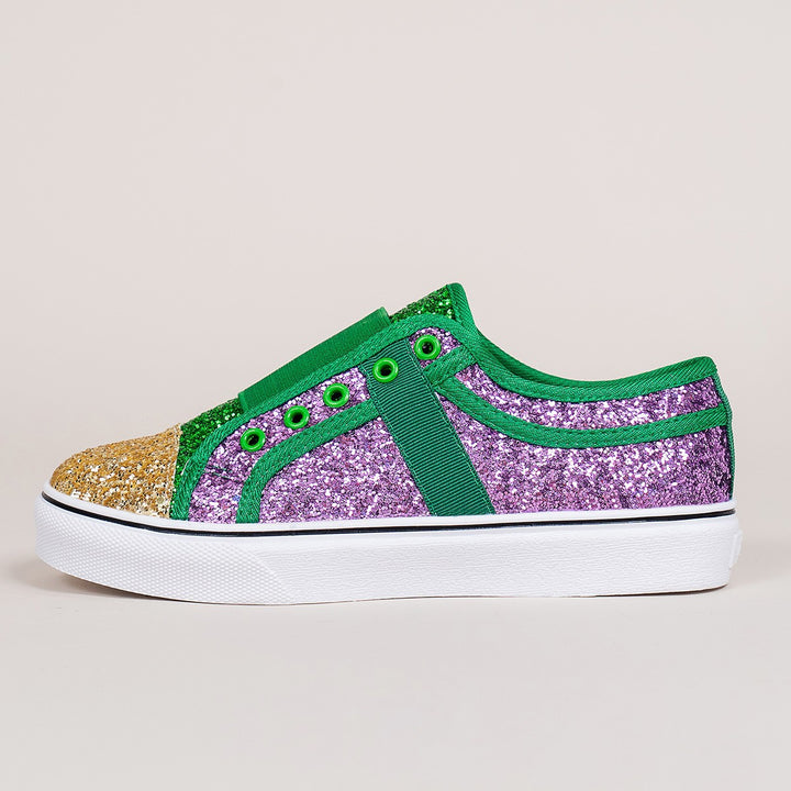 Dame Glamourøse Sneakers med glitrende glimmer og praktisk Slip-On design Stilla
