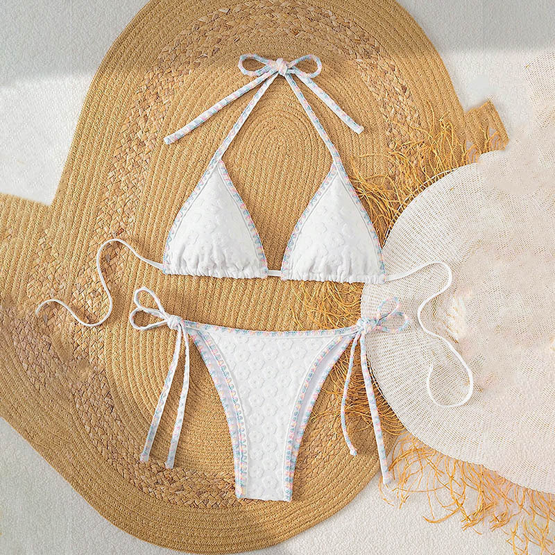 Dame Triangel-Bikini-Sæt med legende rynkedetaljer og justerbare stropper Stilla