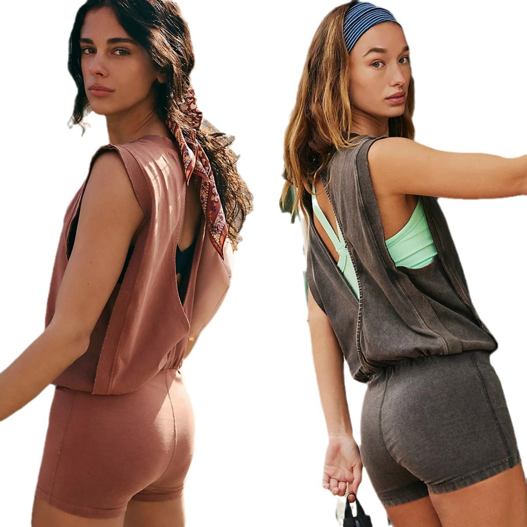 Dame sporty jumpsuit med elastisk talje og ærmeløs design Skovae