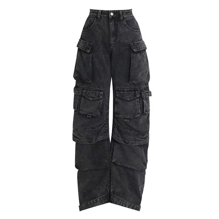 Dame Cargo-Jeans i afslappet oversized-snit med mange praktiske lommer Stilla