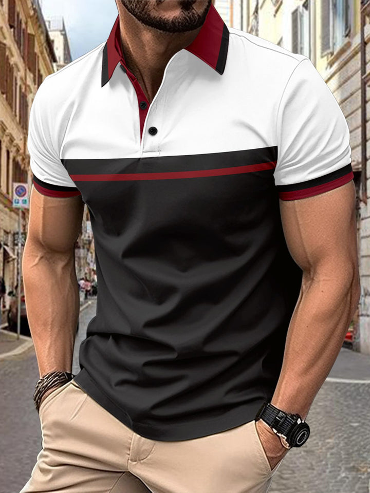 Herre polo t-shirt med stilfuldt farveblokdesign og kontrasterende accenter Stilla