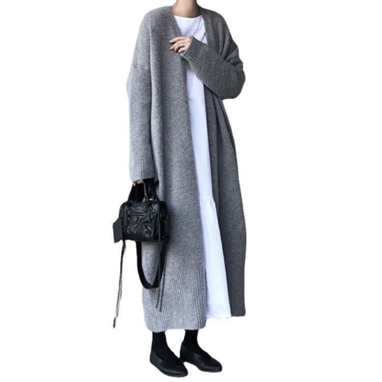 Femme Longline Åben-Front Strikcardigan Stilla