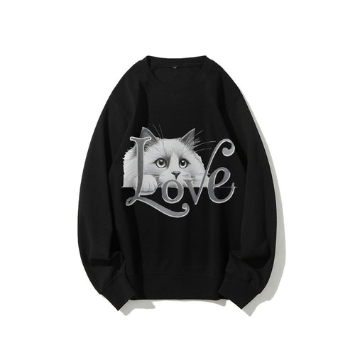 Kvinders sweatshirts med legende katte design og afslappet pasform Stilla