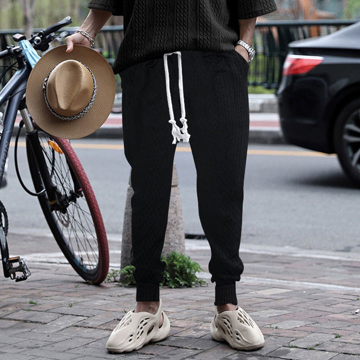 Herrer afslappede fritid bukser med struktureret design og elastisk talje Stilla