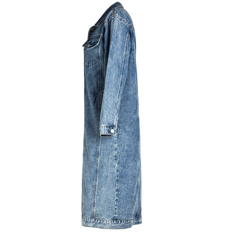 Dame jeans-midi kjole i moderne oversized stil med knapdetaljer Stilla