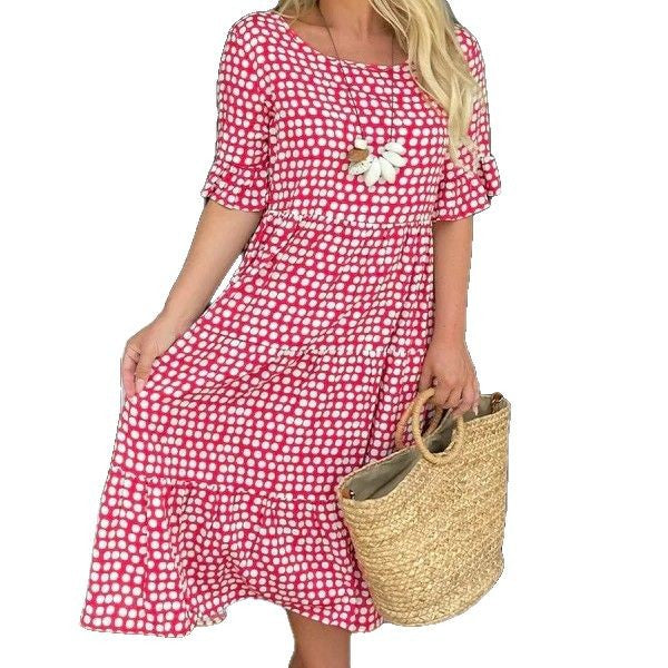 Dame Bohemian Polka Dot Midi Kjole Stilla