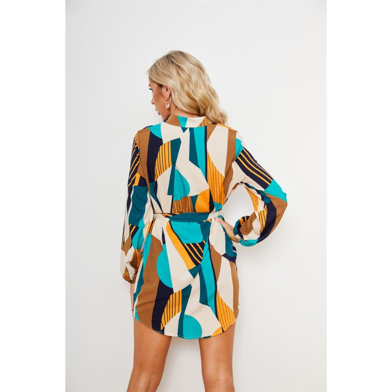Dame geometrisk trykt Button-Up kjole Stilla