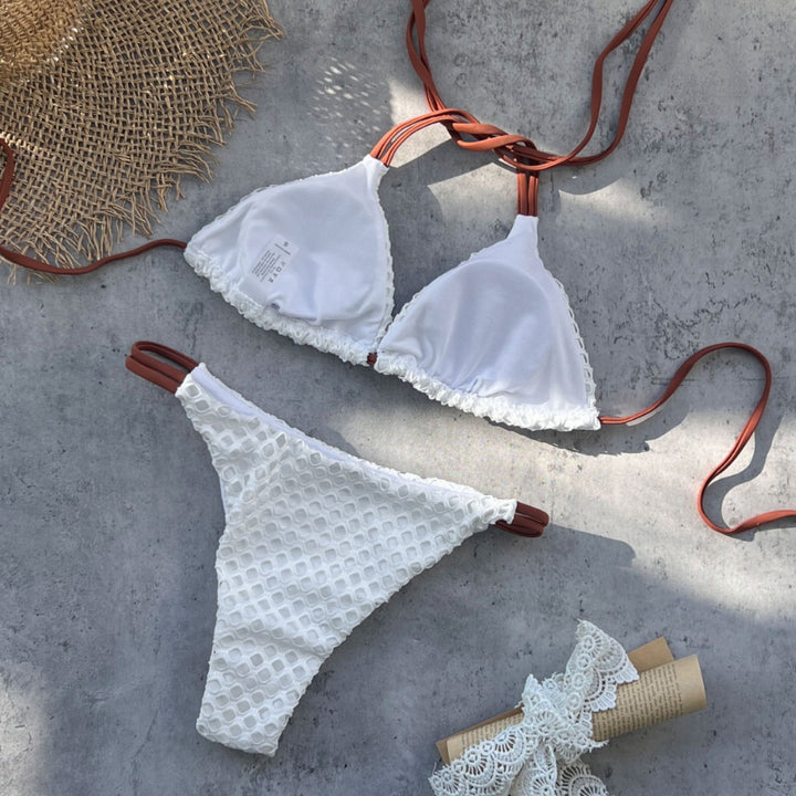 Dame Bikini Sæt med innovativt strukturmønster og elastiske stropper Stilla