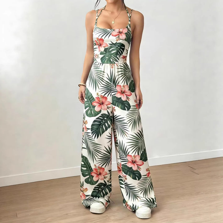 Dame Elegant Jumpsuit med brede ben og spaghetti-stropper Skovae
