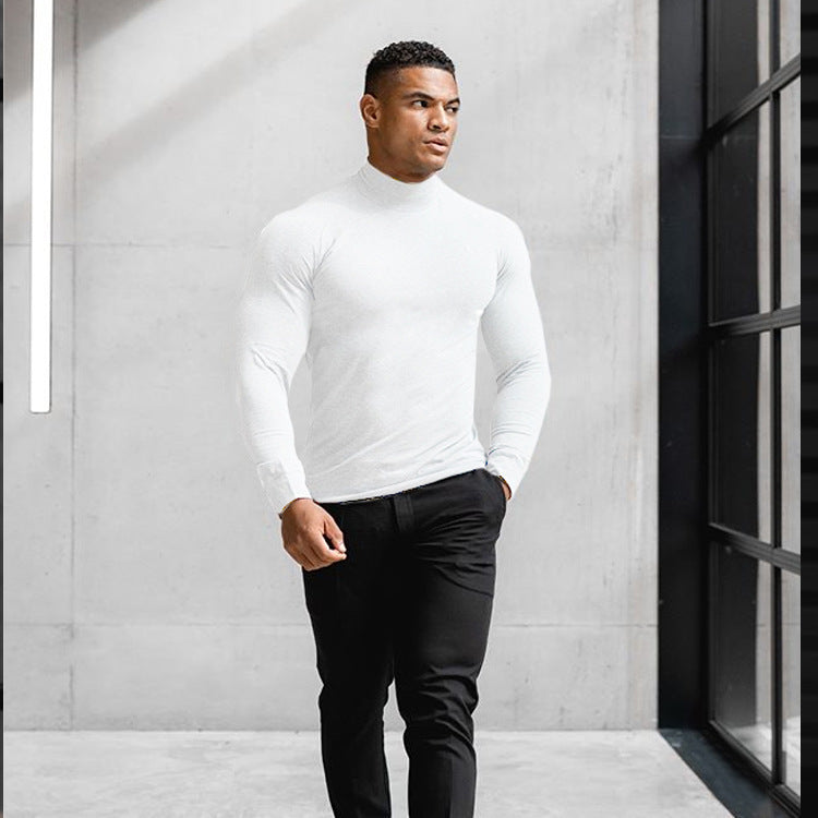Herrer Langærmet Mockneck T-shirt lavet af åndbare materialer med elastisk snit Stilla