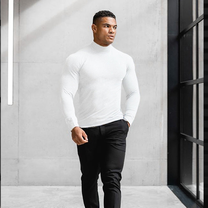 Herrer Langærmet Mockneck T-shirt lavet af åndbare materialer med elastisk snit Stilla