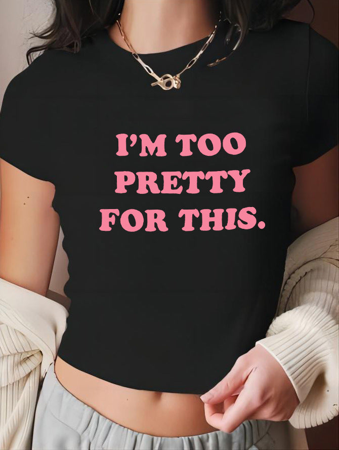 Dame Crop-T-Shirt med kreativ nostalgi-tryk og afslappet pasform Skovae