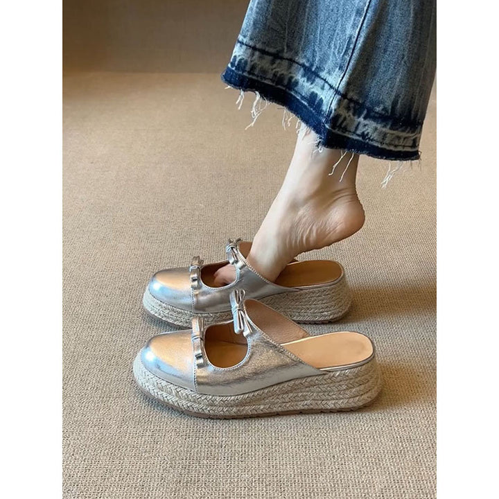 Dame Vintage-stil Mary Jane Espadrille Flats Stilla