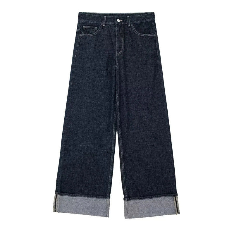 Kvindernes brede denim bukser med opklippede kant Stilla
