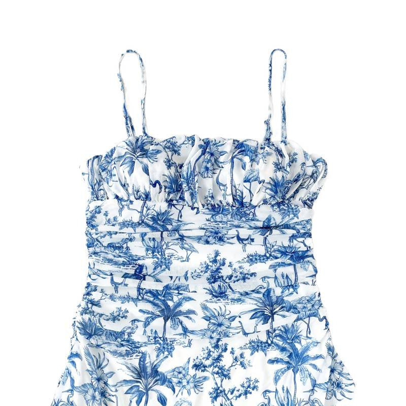 Damer sommerligt minikjole med blomsterdesign og stropdetaljer Skovae