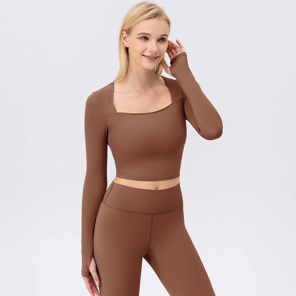 Damer Sporty Langærmet Crop-Top i åndbart materiale med figursyet snit Stilla
