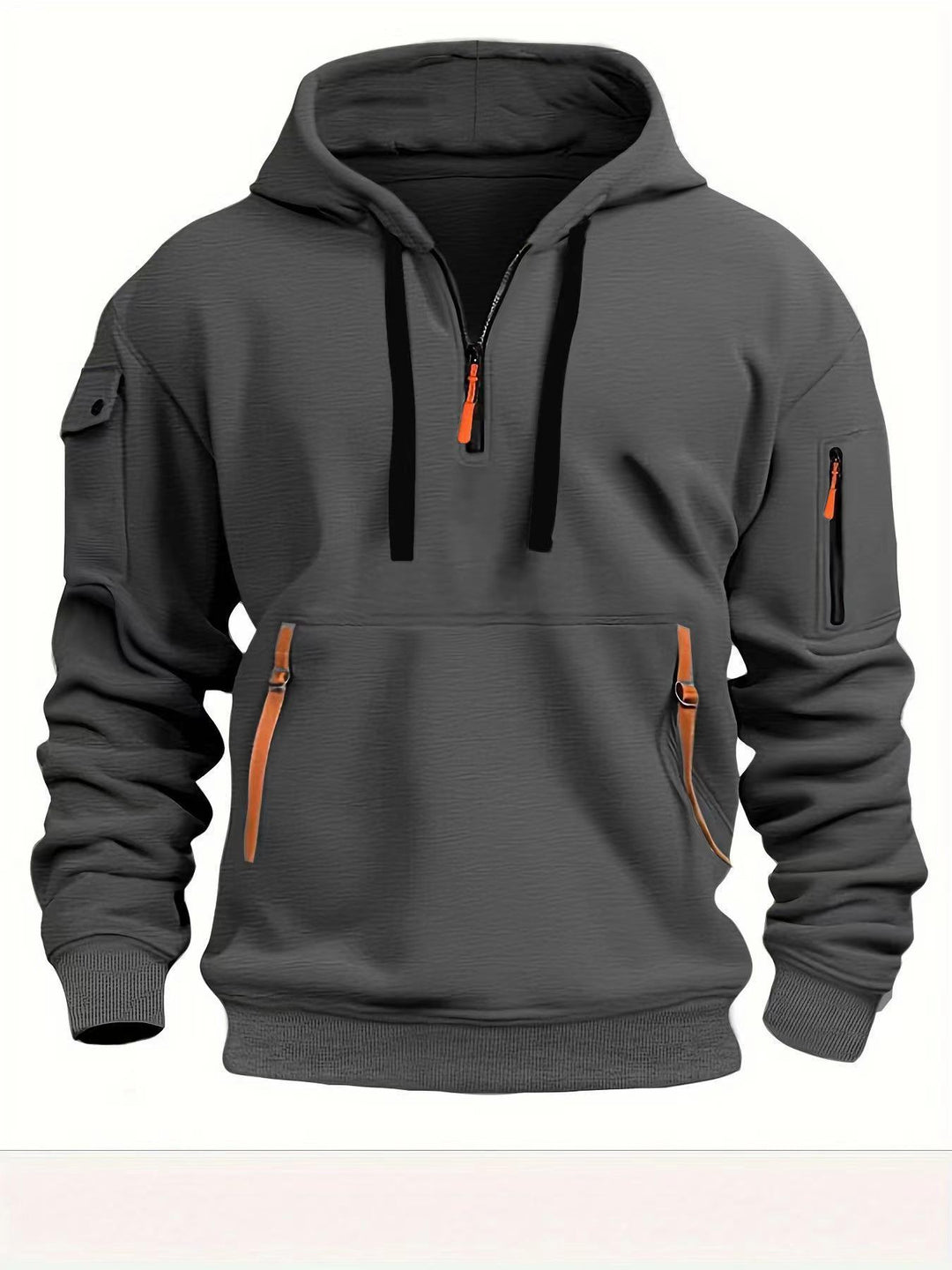 Herre hoodie med praktiske lynlåslommer Skovae