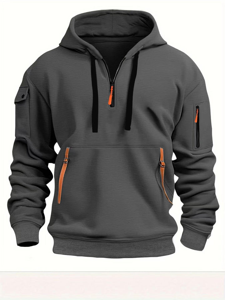 Herre hoodie med praktiske lynlåslommer Skovae