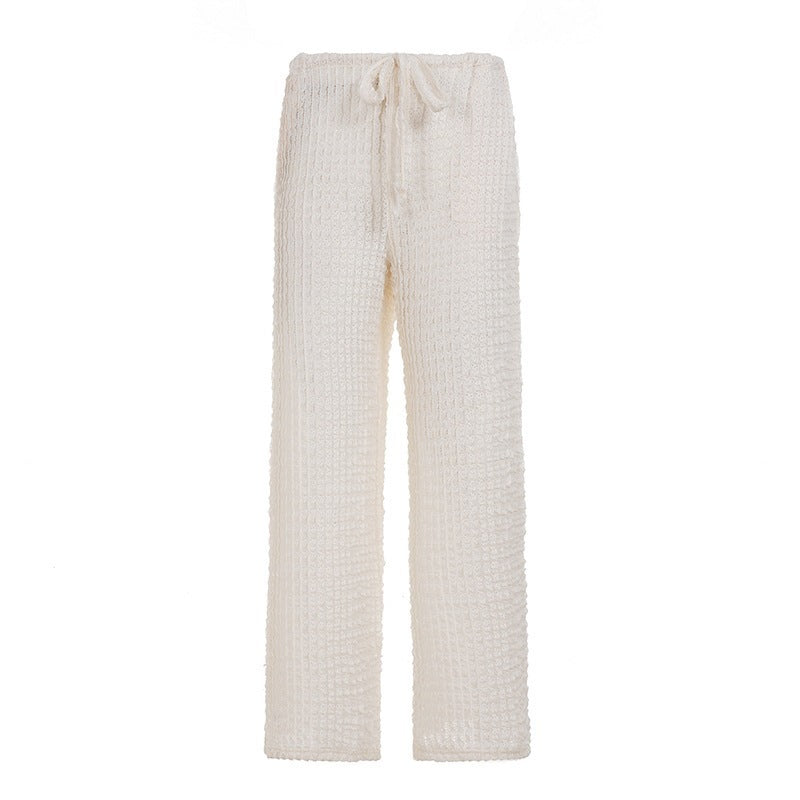 Damen Komfortable Palazzo-Hose mit elastischem Bund und strukturiertem Design Skovae