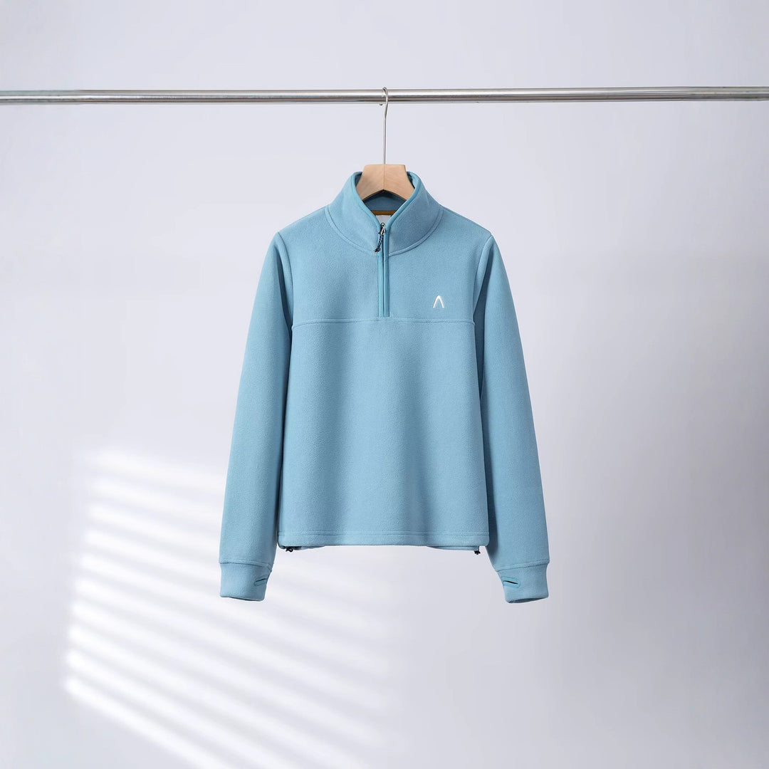 Kvinders fleece pullover med halv lynlås og elastiske manchetter Stilla