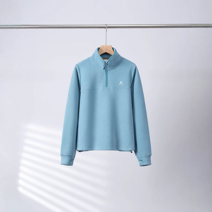 Kvinders fleece pullover med halv lynlås og elastiske manchetter Stilla