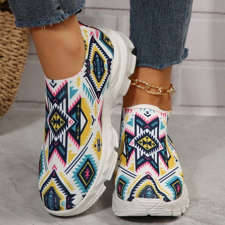 Dame Sporty Sneakers med blomsterprint og elastisk design Stilla