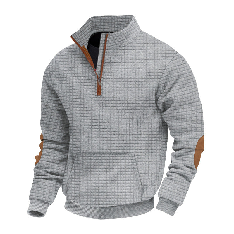 Herrer sweater med ståkrave og elegante læderdetaljer Stilla