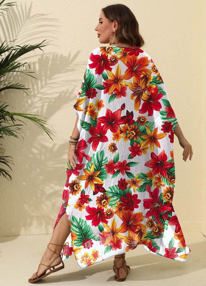 Kvinder Floral Tryk Maxi Cover-Up Kjole Stilla