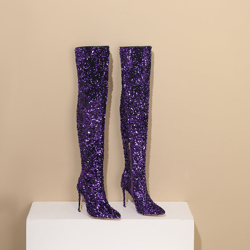 Femme Over-the-Knee Glitter Stiletto Støvler Stilla
