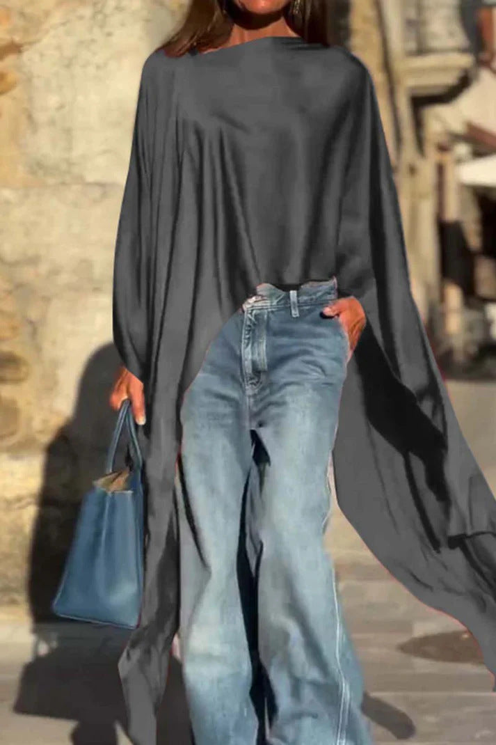 Dame mode oversized skjorte i let batiklook Stilla