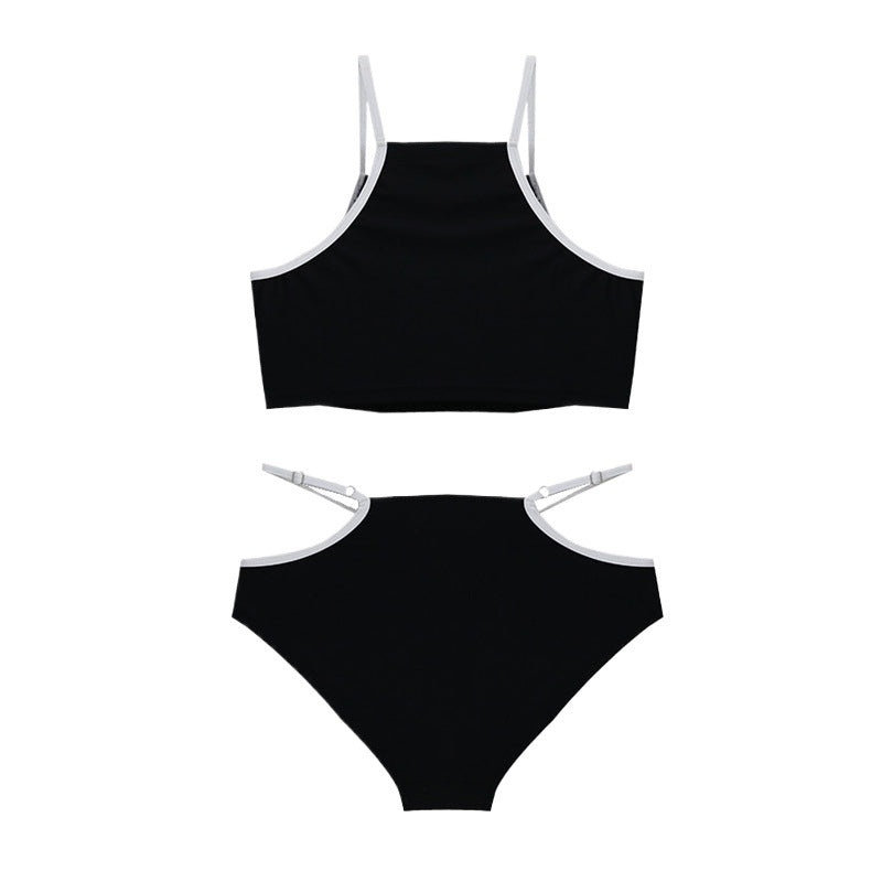 Dame Sporty Højskårne Bikinisæt med kontrasterende Kant Stilla
