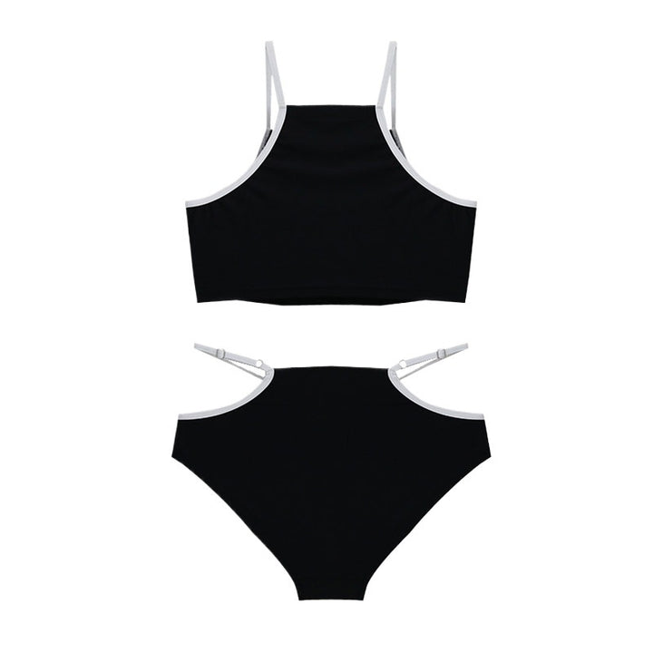 Dame Sporty Højskårne Bikinisæt med kontrasterende Kant Stilla
