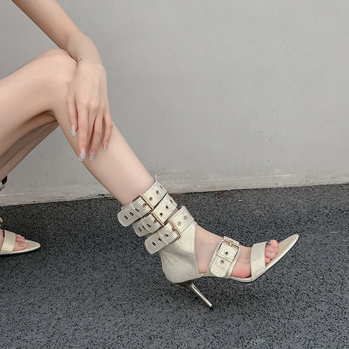 Dame Stiletto Sandaler med dekorative spænderemme Stilla