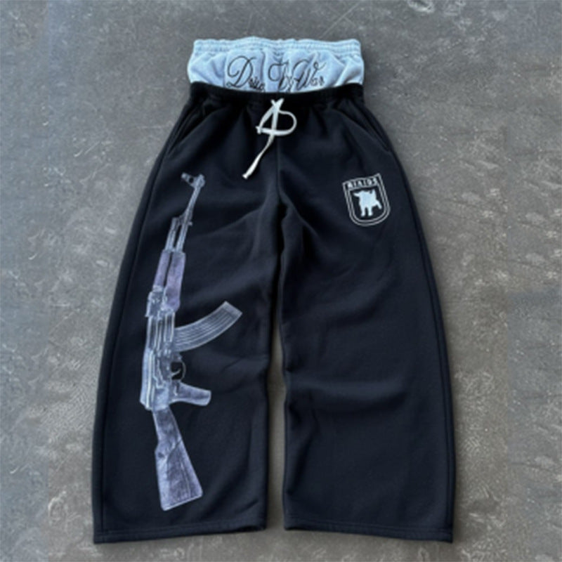 Dame sweatpants med unik grafiktrykmønster og elastisk talje Skovae