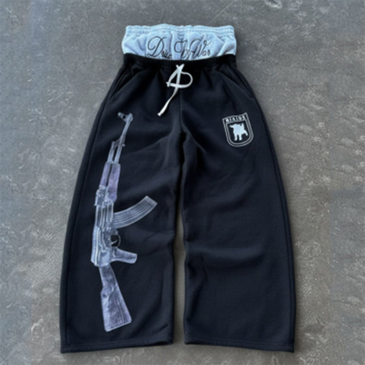 Dame sweatpants med unik grafiktrykmønster og elastisk talje Skovae