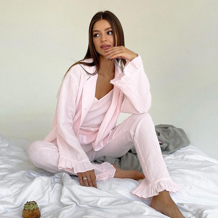 Dame afslappende loungewear-sæt med løstsiddende top og komfortable bukser Stilla