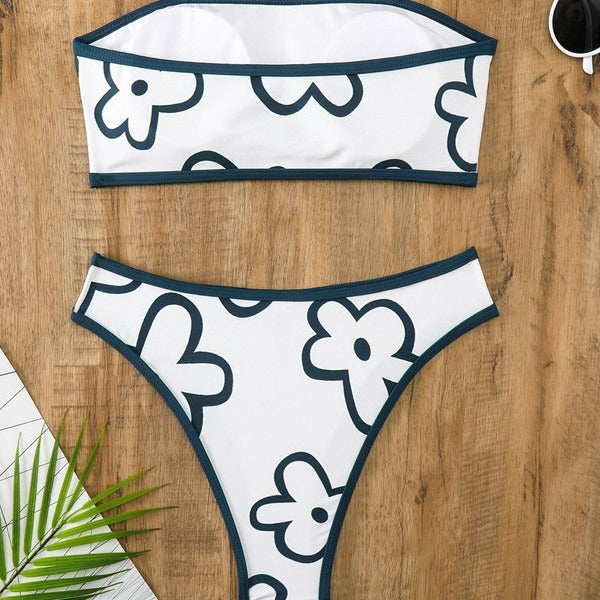 Dame Floral Print Bandeau Bikinisæt Stilla 1750839660