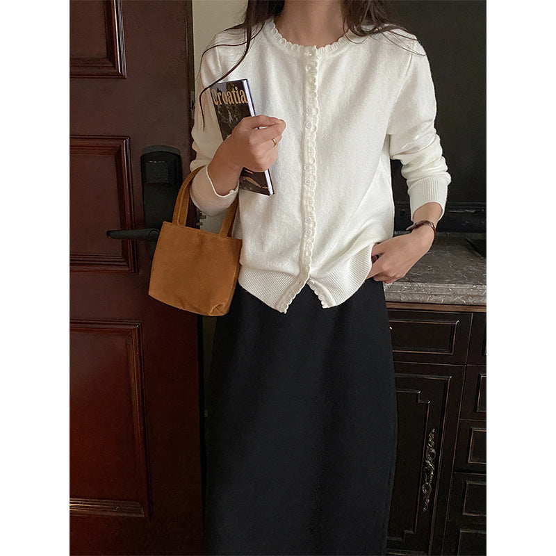 Dame elegant cardigan med knapliste Stilla