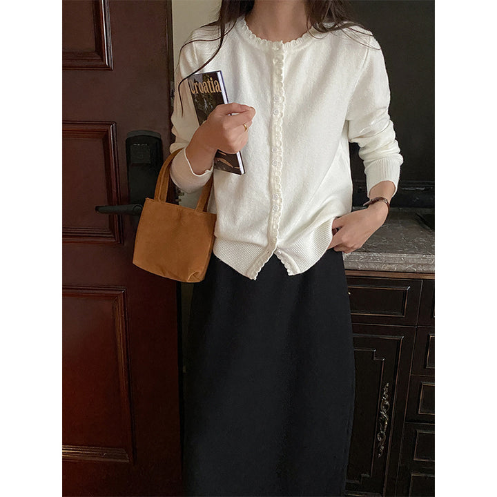 Dame elegant cardigan med knapliste Stilla