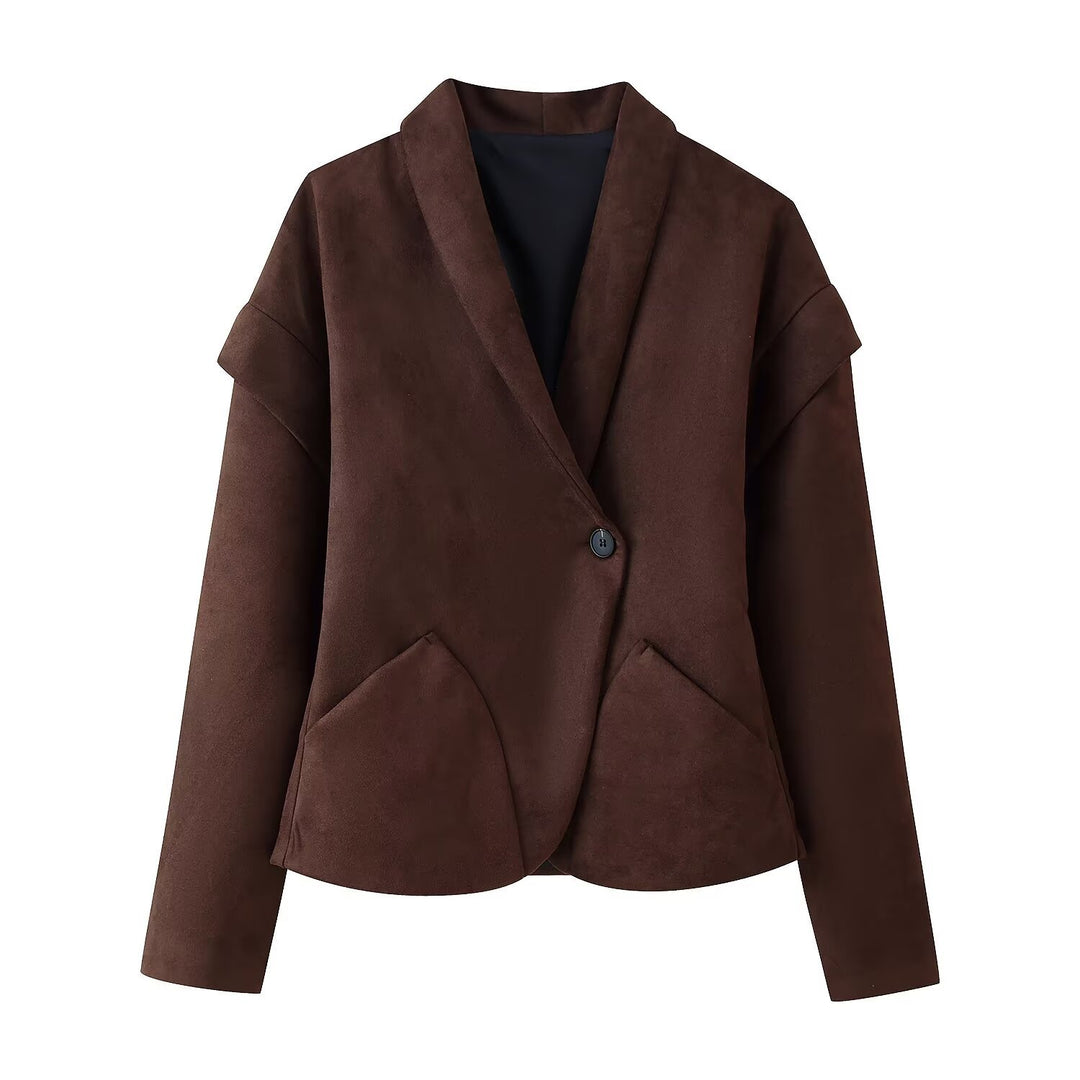 Dame elegant blazer med asymmetrisk ærmer og praktiske lommer Stilla