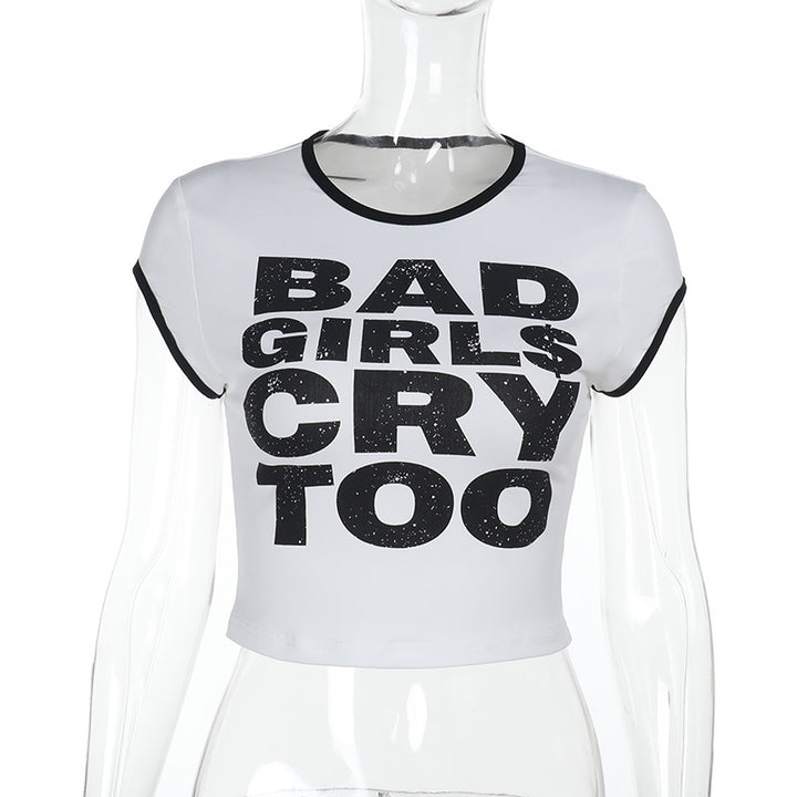 Dame-Crop-Top med iøjnefaldende grafisk tryk Skovae