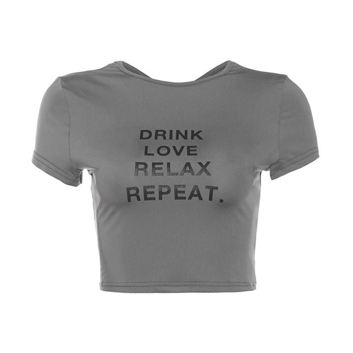 Dame cropped T-shirt med motivtryk Skovae