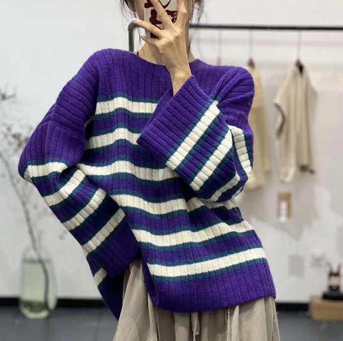 Femme Tekstureret Størrelse Oversized Stribet Sweatshirt Stilla