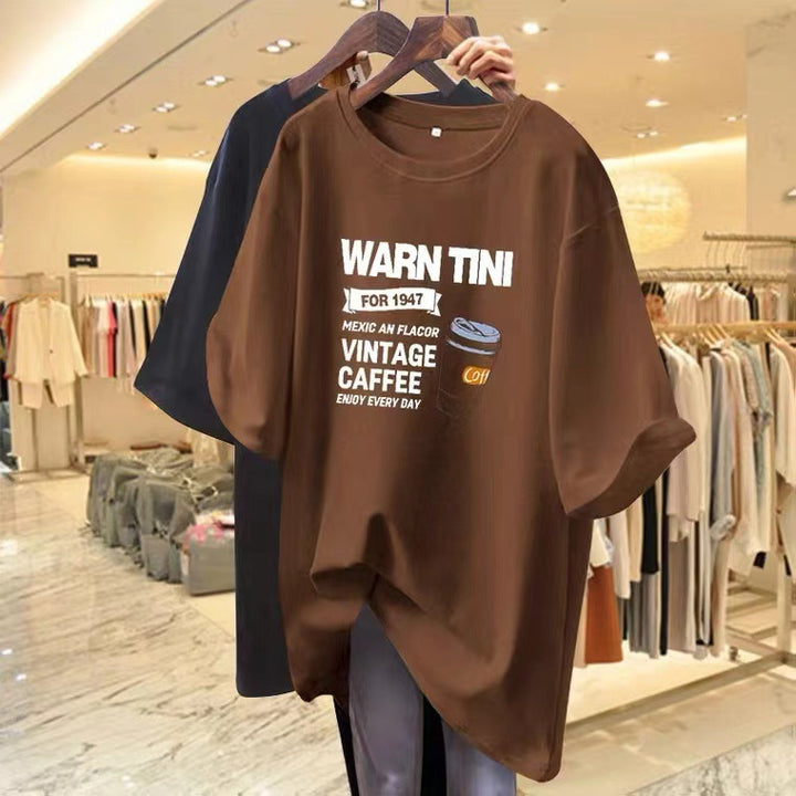 Dame T-shirt med vintage kaffepresse grafik Stilla