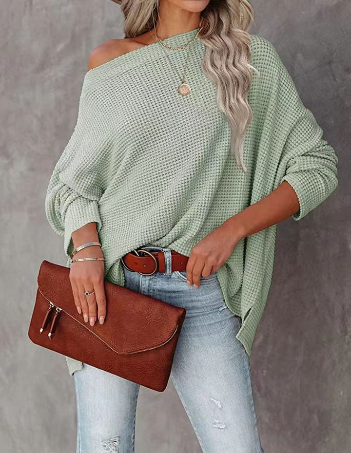 Dame Groft strikpullover med asymmetrisk kant og casual snit Stilla