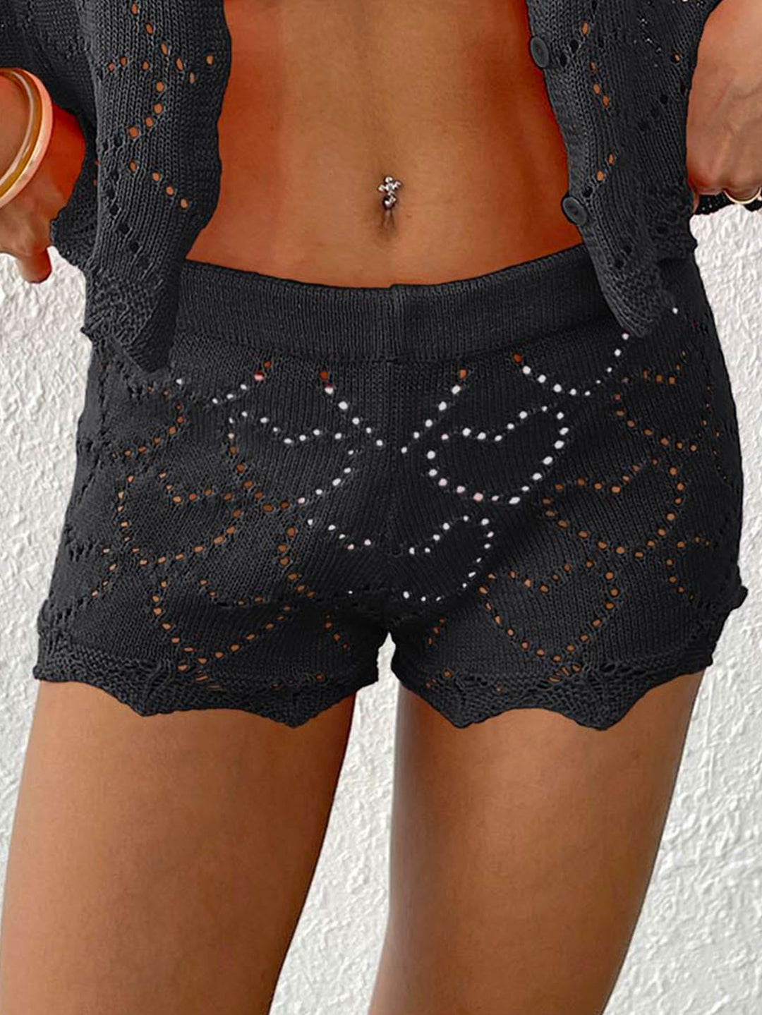 Dame hjerte mønster strik shorts Stilla